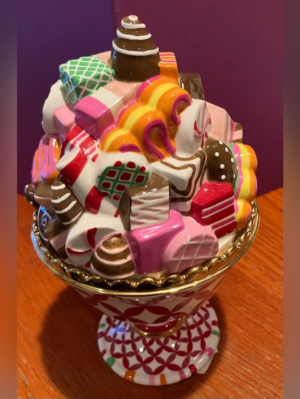 NEW w/o box Department 56 Glitterville Ceramic Candy Dish w/Lid Sugarplums Rare